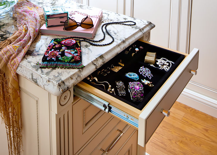 walk-in closet design ideas, jewellery drawer