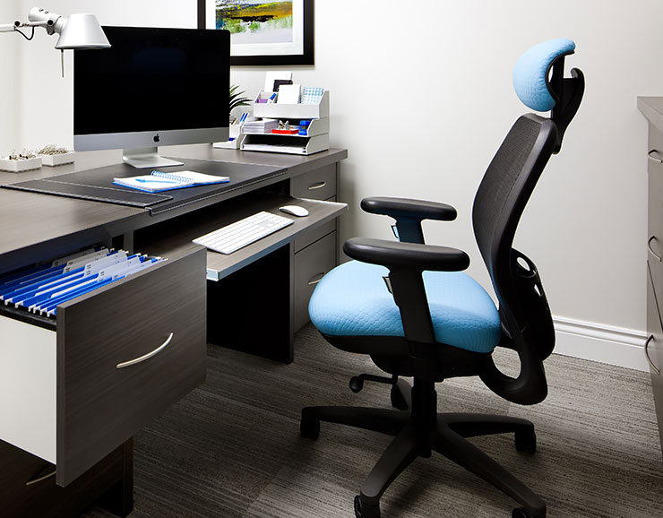 comfortable blue desk chair