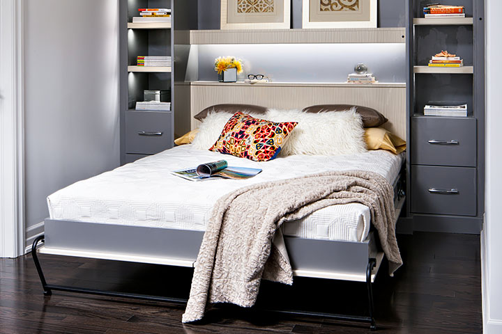 wall bed with pillows