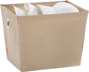 cloth storage container with white hats