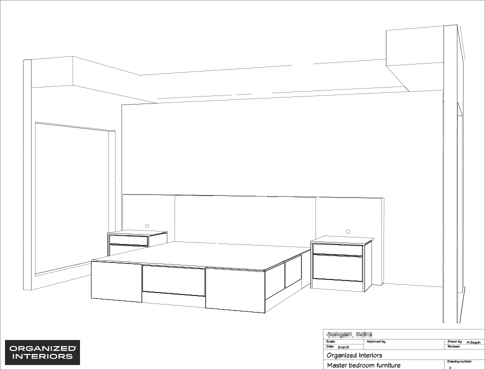 Design drawing of a bed surround.