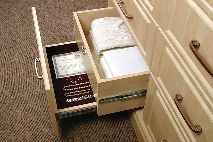 custom home organization solutions Hidden document drawer