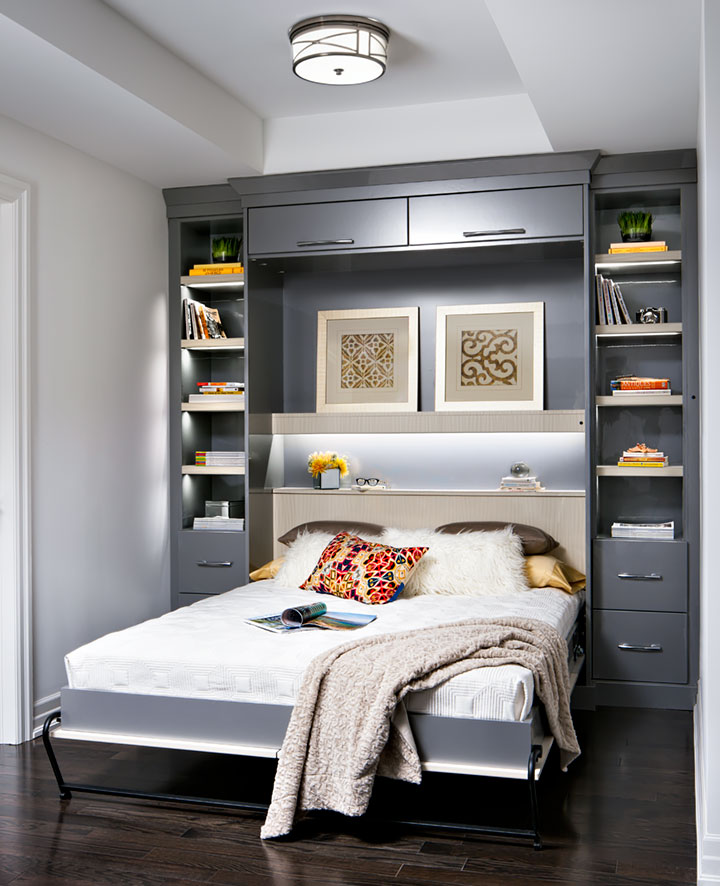 space-saving wall bed in a condo