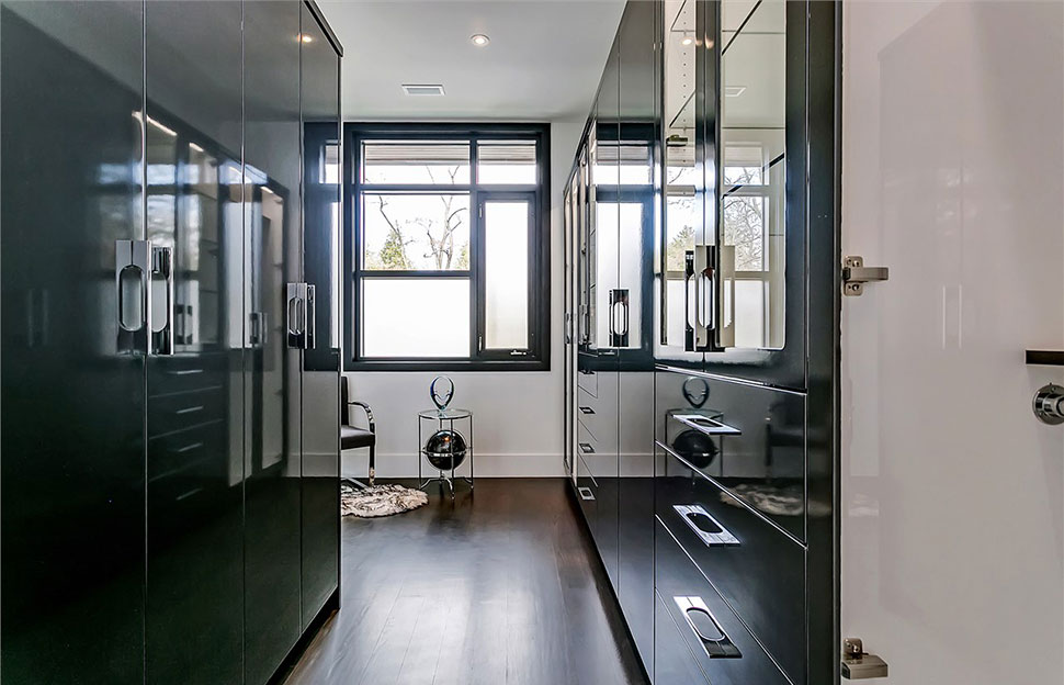 Dark contemporary master closet