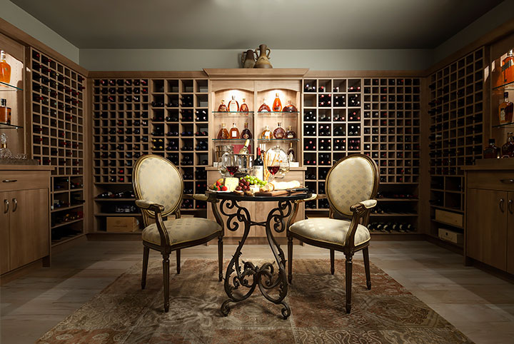 wine cellar with chairs and table, spare room