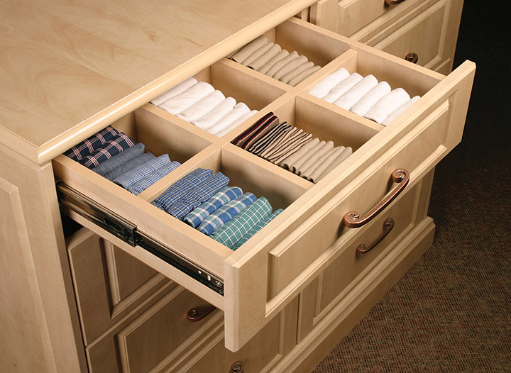 drawer with dividers in shared closet