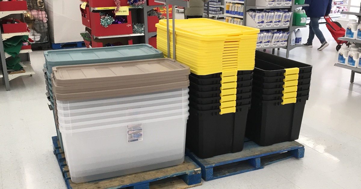 4 Piece 50 Gallon Plastic Tote Storage Box Home Organization Boxes with Lid