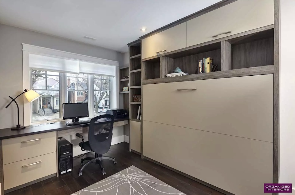 home office and guest room with wall bed up