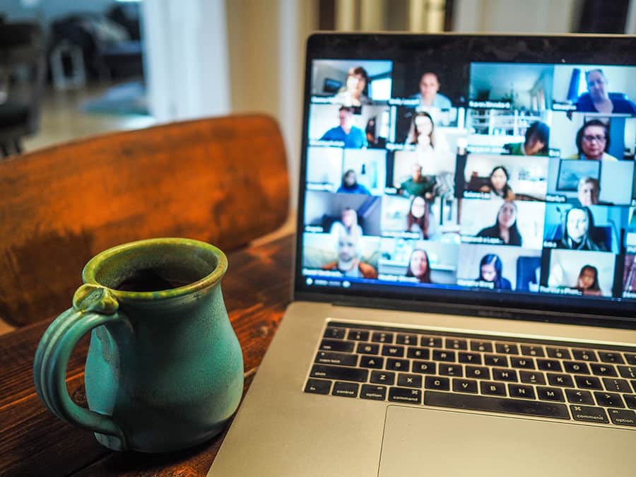 zoom meeting on laptop