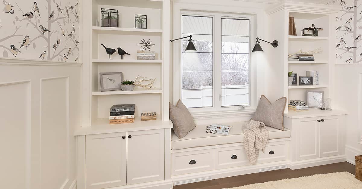 white built-in wall unit