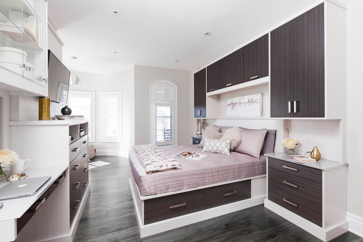 Bed storage with bedroom cabinetry