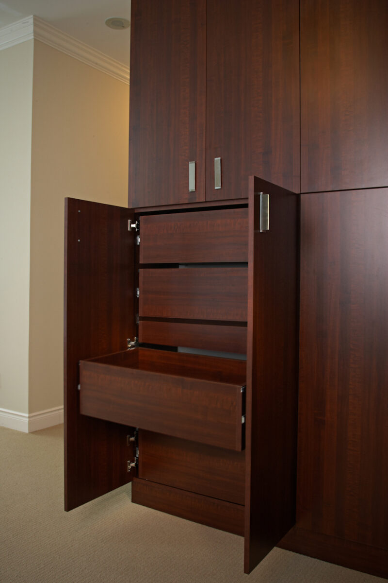 open wall unit with drawer pulled out