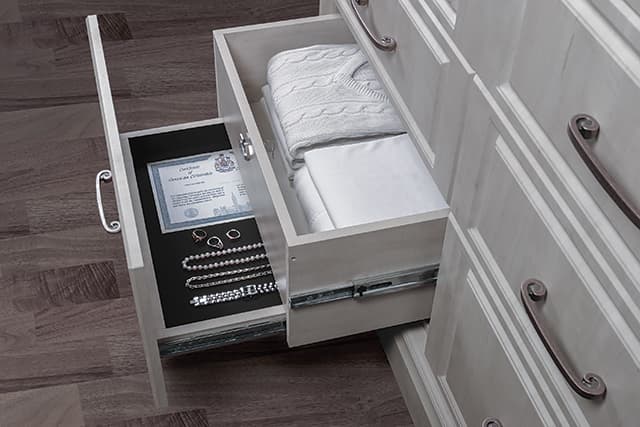 hidden document drawer in closet cabinetry