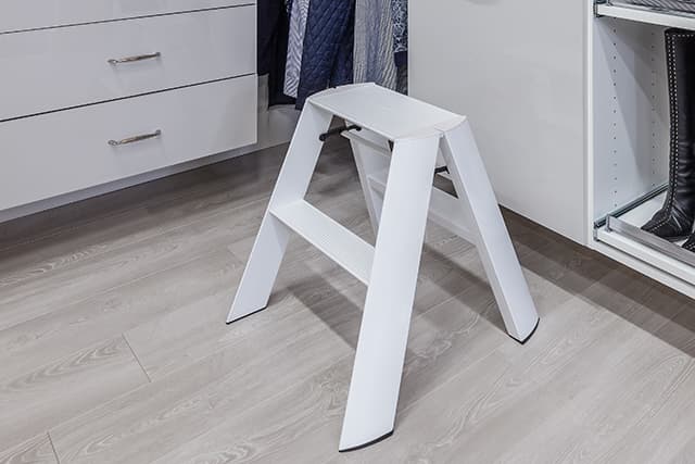 white closet step stool