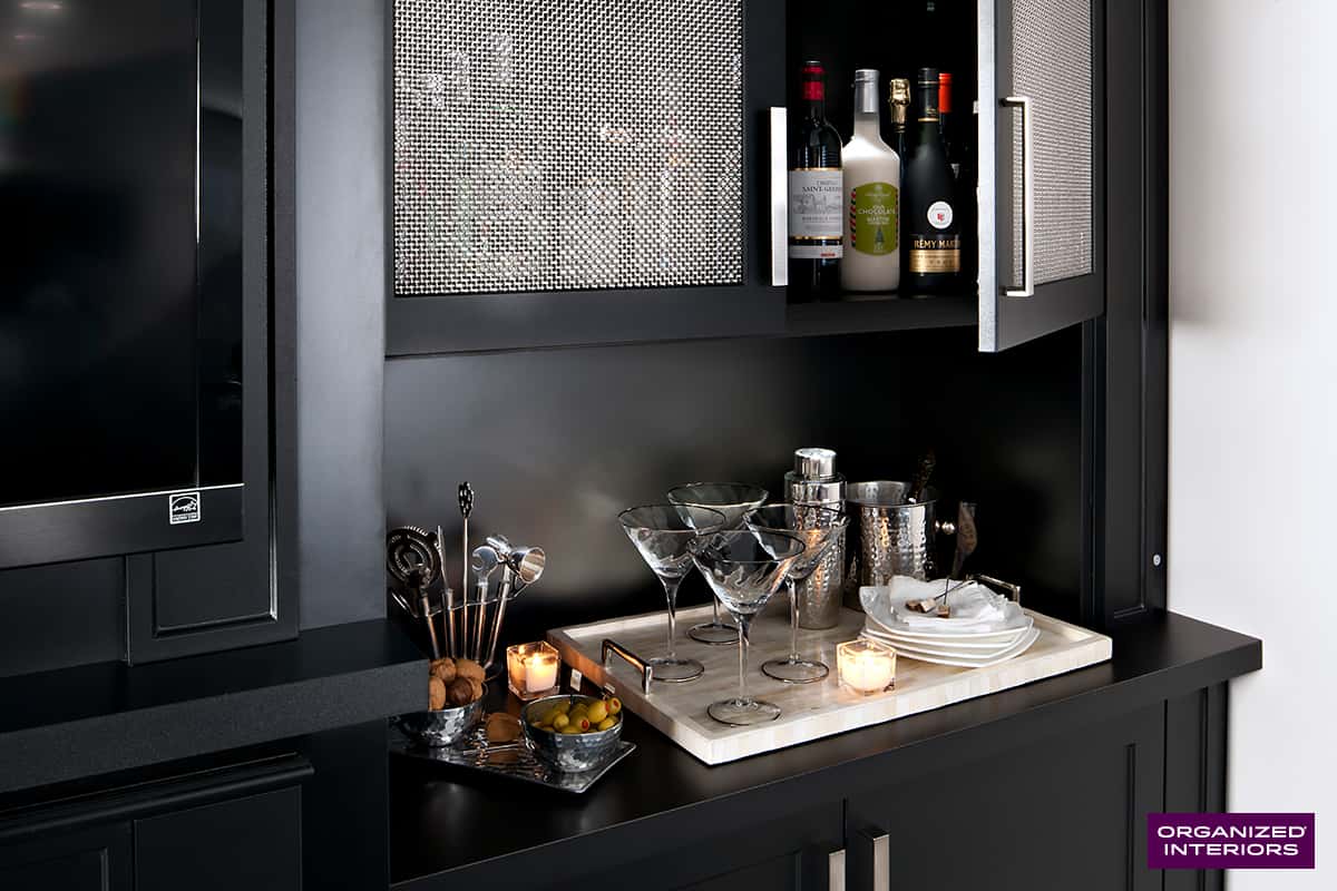 entertainment centre with a liquor cabinet built-in