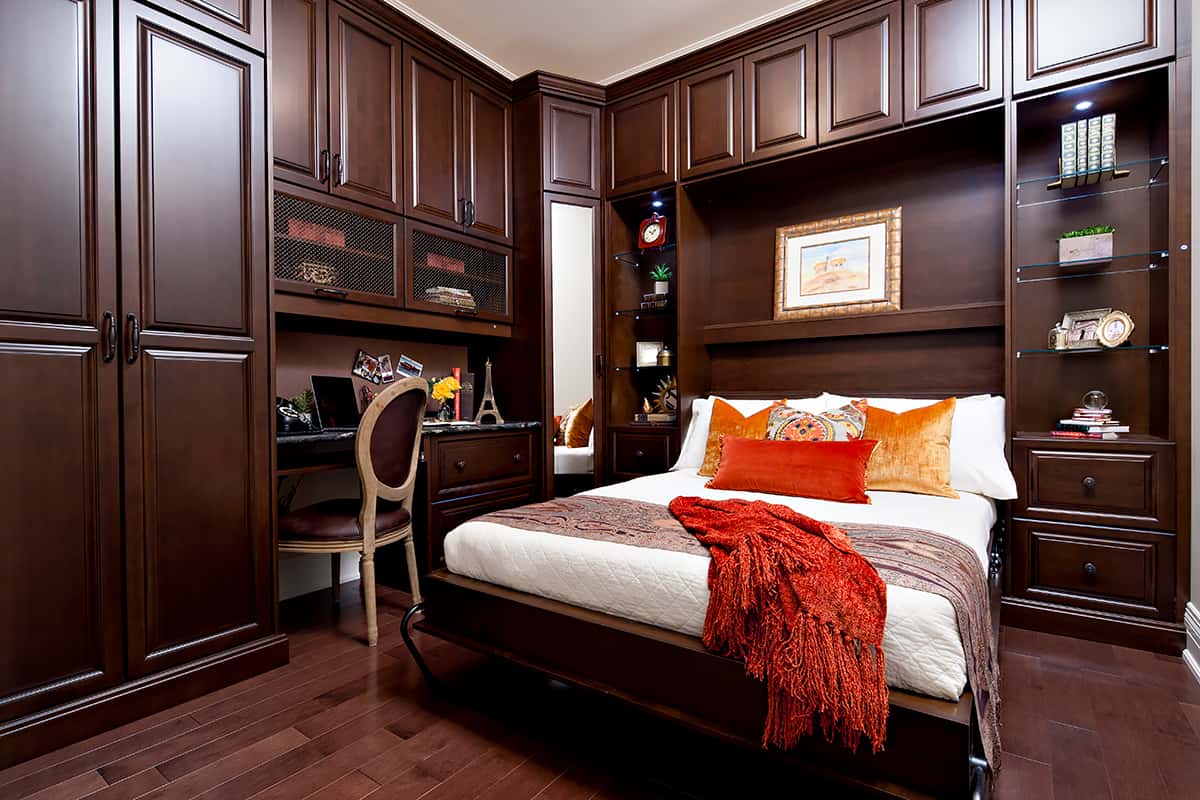 Home office and wall bed in a spare room.