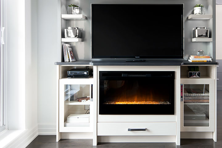 electric fireplace in condo