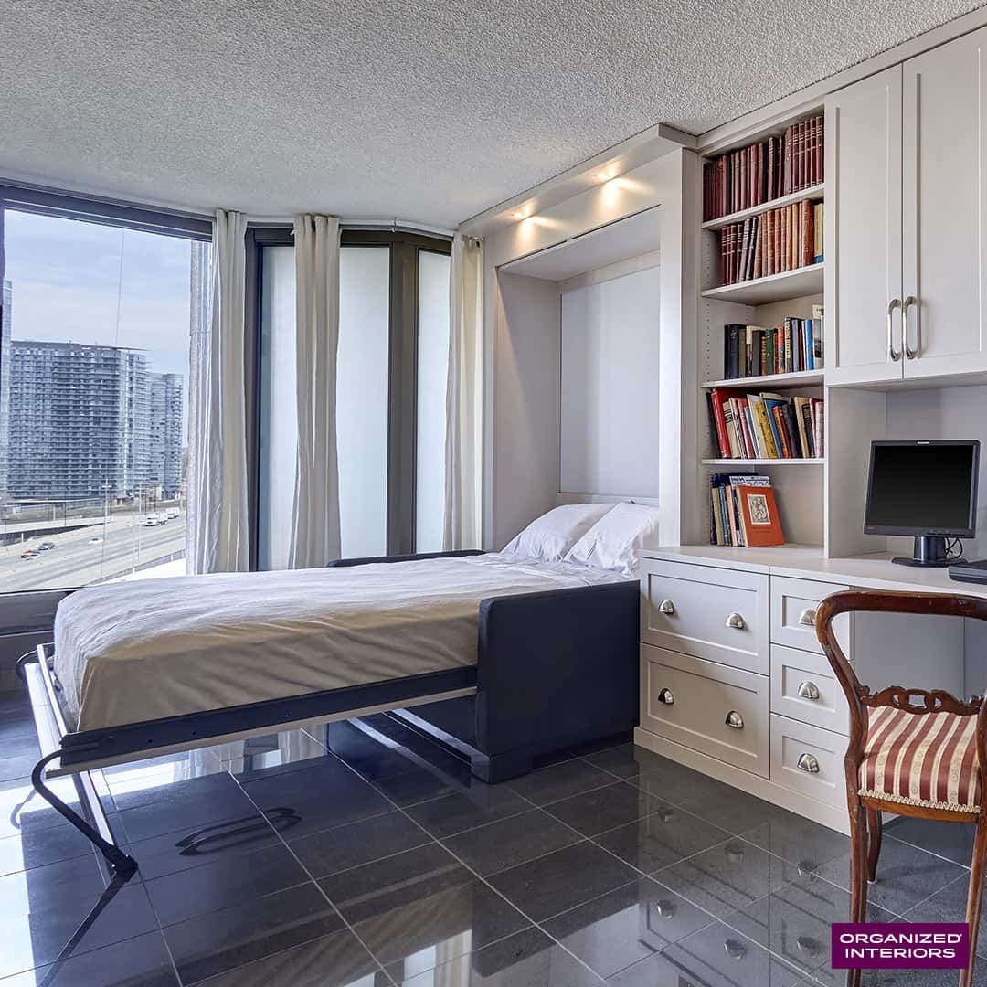 sofa Murphy bed open in home office
