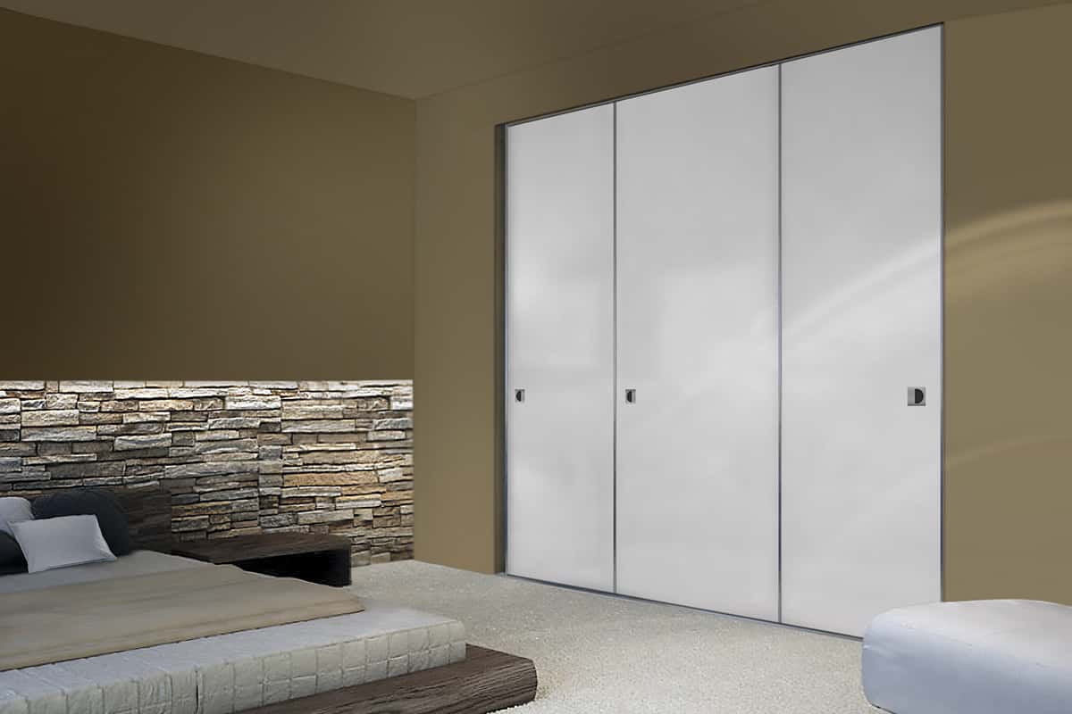 European sliding door system in modern bedroom